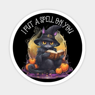 Witch Cat Reading A Spell Book I Put A Spell On You Magnet